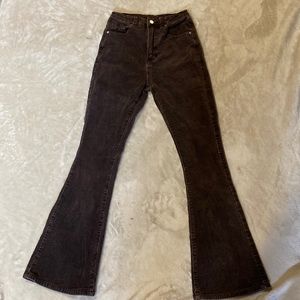 shein high waisted brown corduroy bell bottoms
